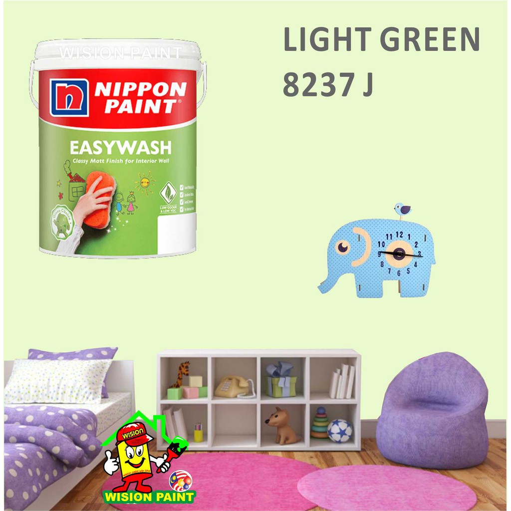 LIGHT GREEN 8237 J ( 5L ) Nippon Paint Interior Vinilex Easywash