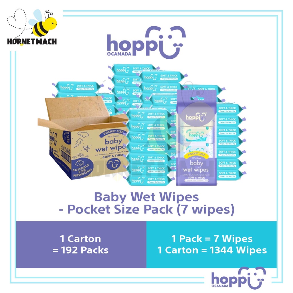 [CARTON] Hoppi Baby Wet Wipes Pocket Size 7 Wipes Pack Shopee Malaysia