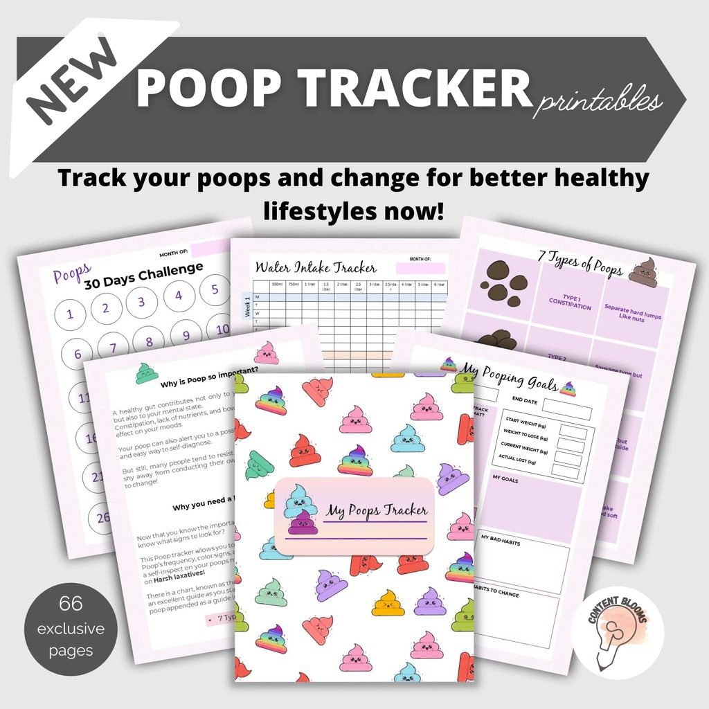 Poop Tracker Printable Healthy Poops US Letter A4 Size Digital