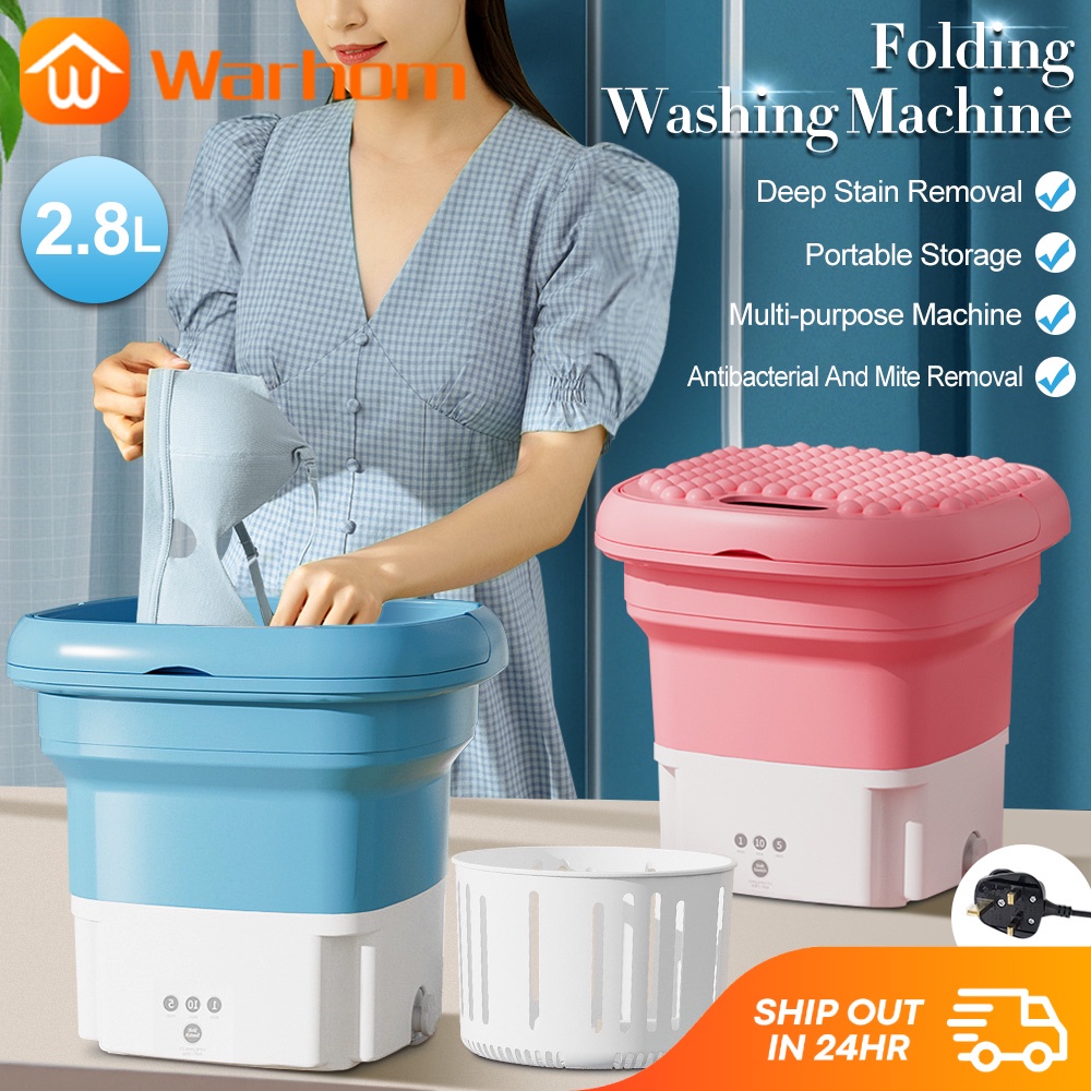 Warhom Mini Folding Washing Machine 2 in 1 Portable Travel Washer Semi