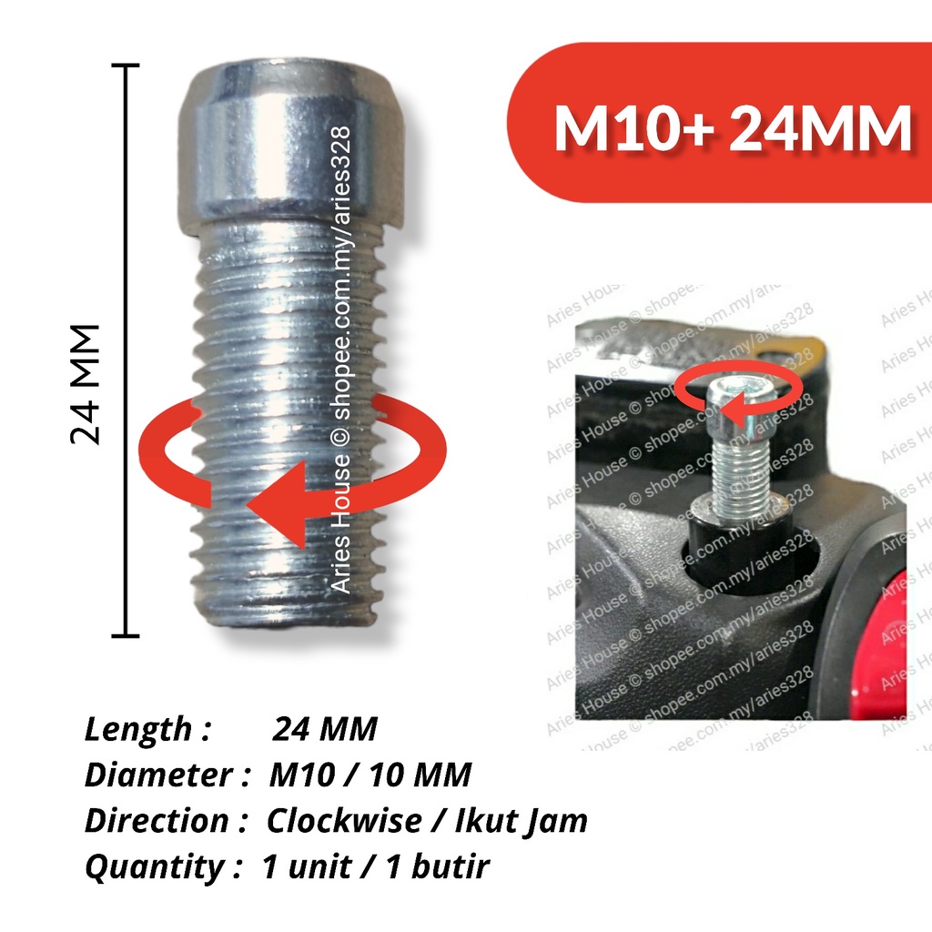Motorcycle Side Mirror Screw M8 M10 Hex Clockwise Anticlockwise