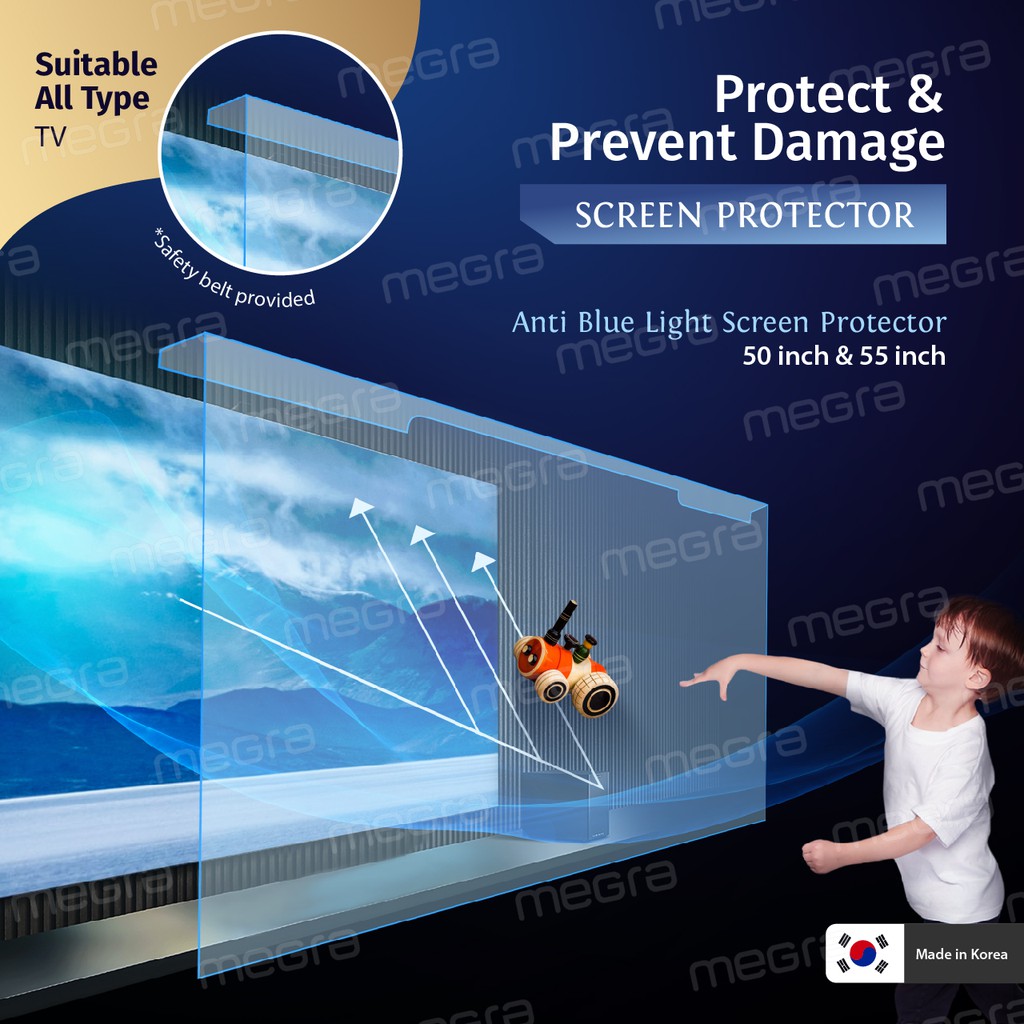 MEGRA 75'' / 65'' / 55'' / 50'' Screen Protector TV Antiblue Light