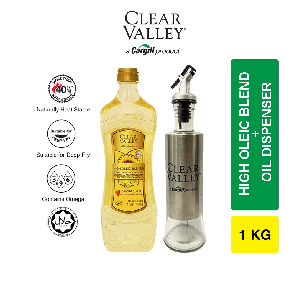 Clear Valley High Oleic Sunflower and Canola Cooking Oil & Dispenser (1