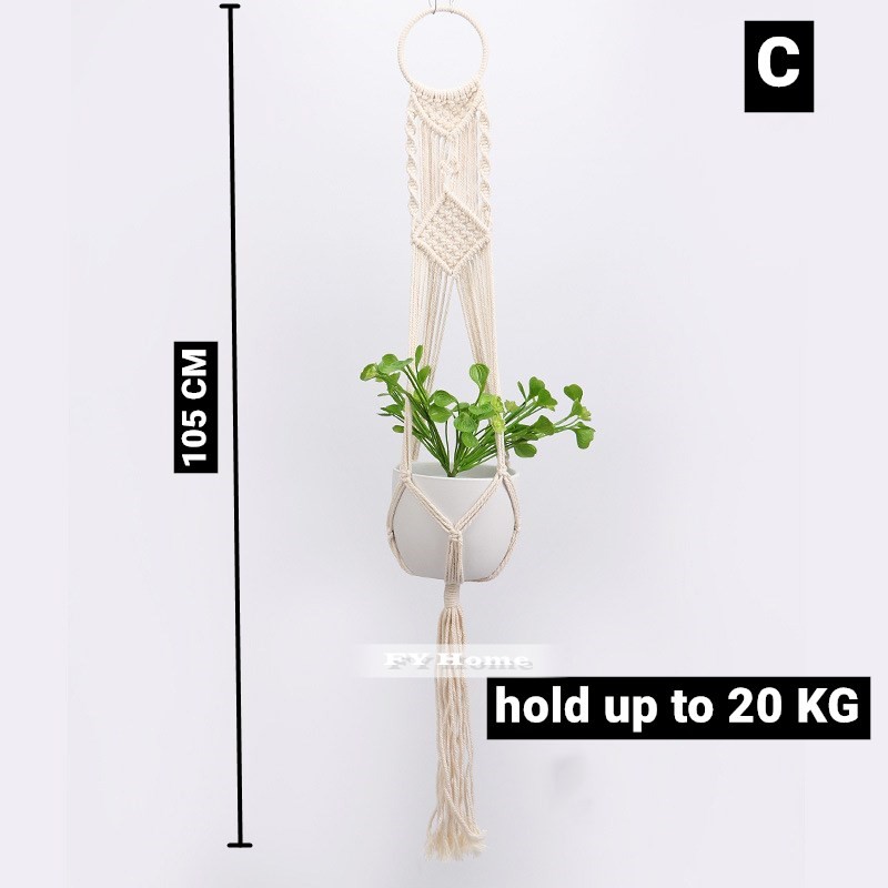 FY Handmade 105CM Macrame Plant Hanger Cotton Rope Hanging Flower Pot