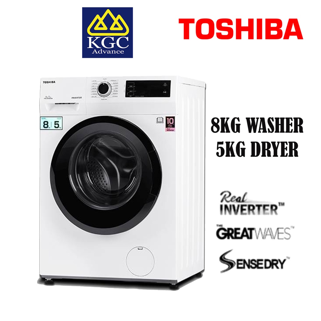 [Free Ship] Toshiba Front Loading Washing Machine Washer Dryer (8kg/5kg