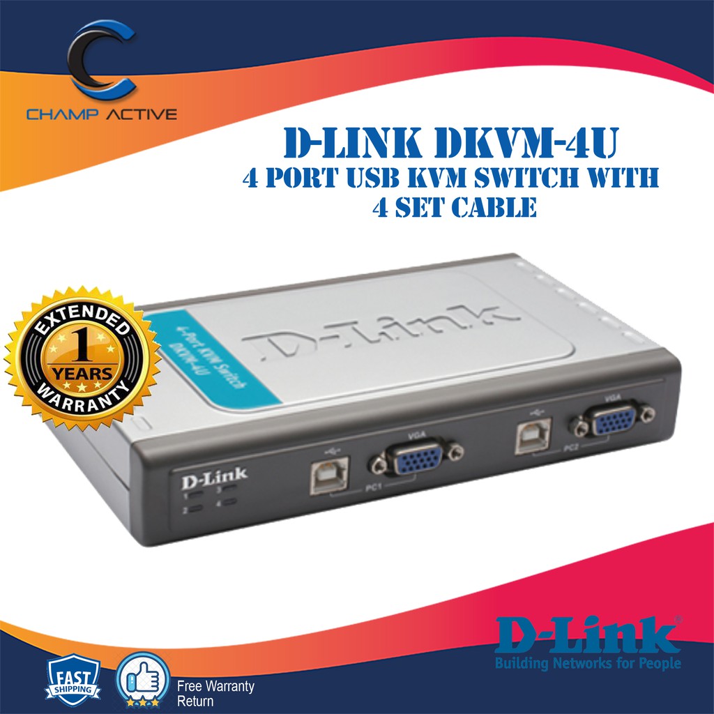 DLINK DKVM4U 4 Port USB KVM Switch with 4 Set Cable Shopee Malaysia