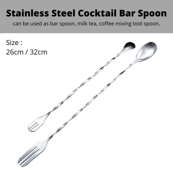 ( Ready Stock ) Stainless Steel Cocktail Bar Spoon Threaded Doublehead