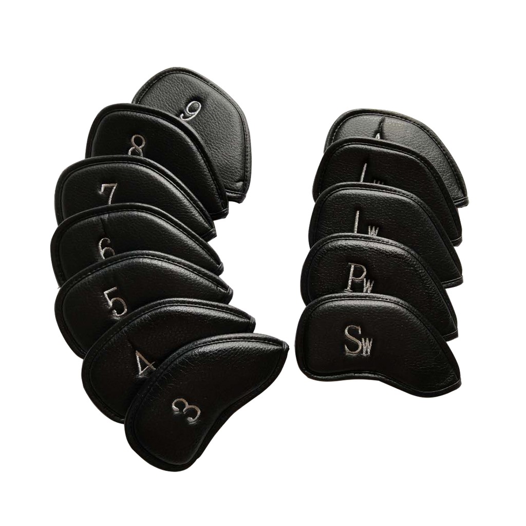 12pcs HighGrade Thick PU Leather Golf Iron Head Covers Iron Club