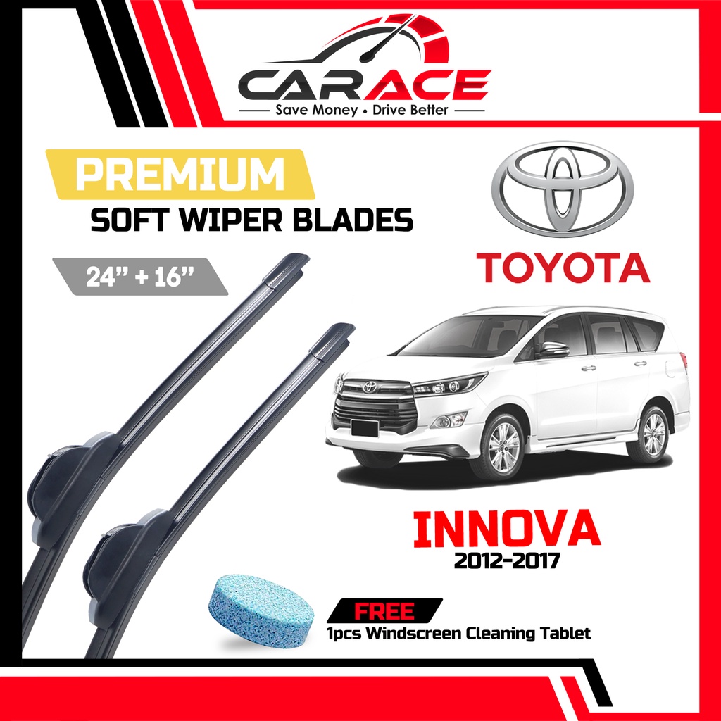 TOYOTA INNOVA 20122017 CARACE Premium Soft Wiper Blades (24"+16") Universal Soft Wiper