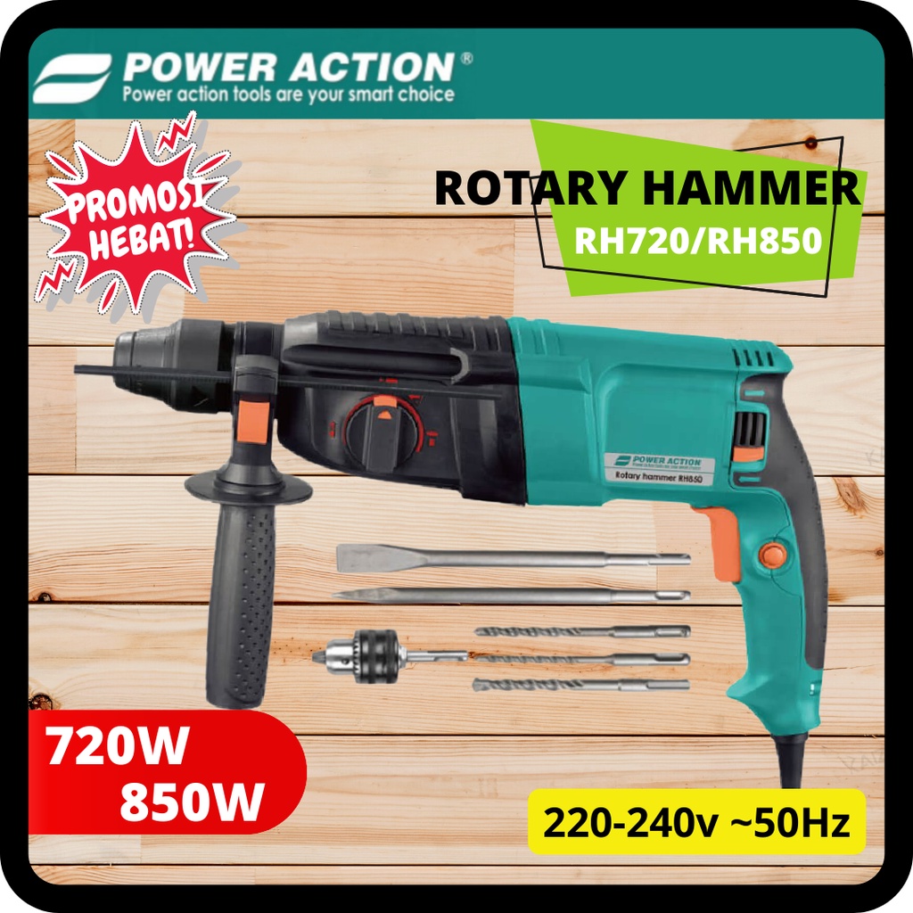 🔥PROMOTION🔥 POWER ACTION RH720720W/RH850850W ROTARY HAMMER Shopee Malaysia