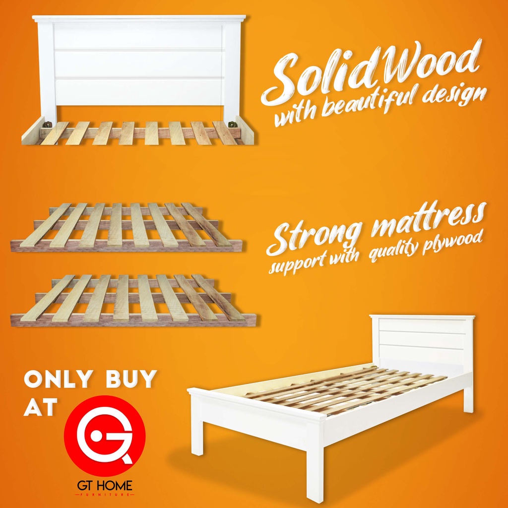 GT Home Single Bed Frame Katil Kayu Solid Wood Single Bed Frame