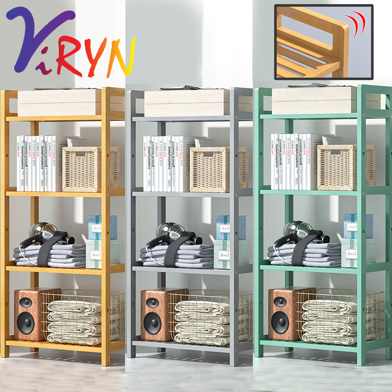 ViRYN Four Layer Multifunction Bamboo Shelf Home Storage Rack Organizer Living Room