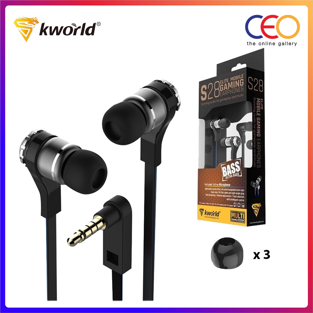 Kworld Elite Mobile Gaming Earphones Adjustable Sound Effect Inline Mic