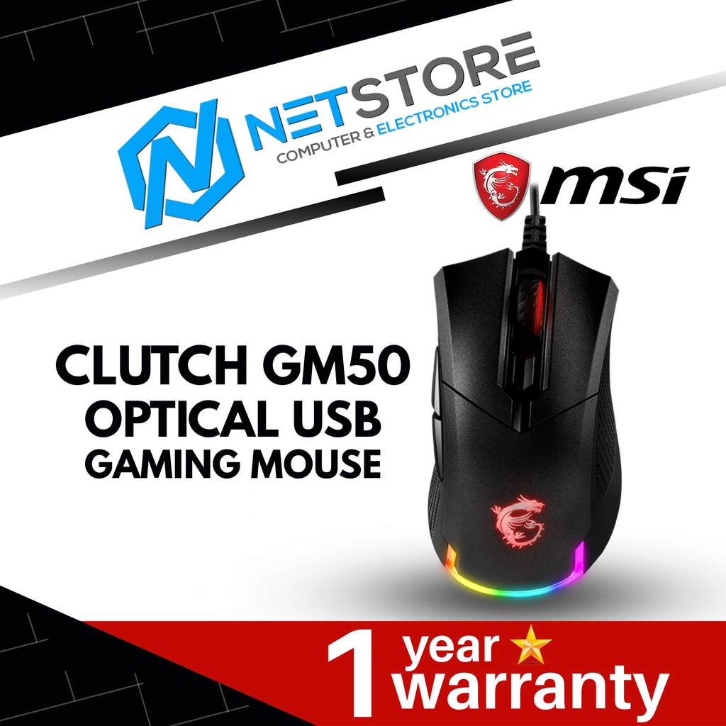 MSI CLUTCH GM50 OPTICAL WIRED USB GAMING MOUSE Shopee Malaysia