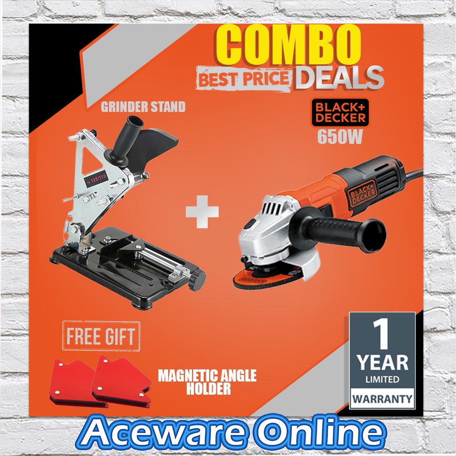 COMBO SET G650 BLACK & DECKER 4" ANGLE GRINDER WITH ANGLE GRINDER STAND