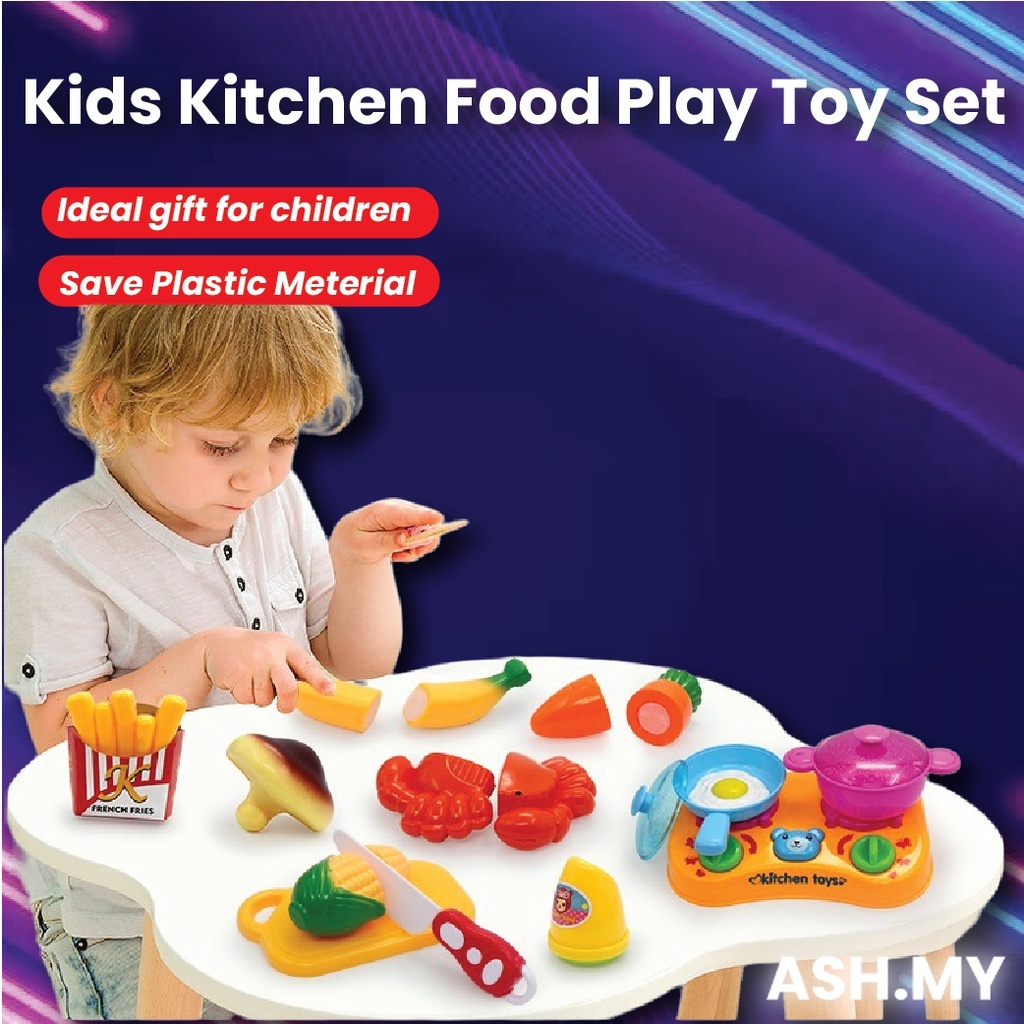 Kids Pretend Role Play Kitchen Food Hamburger Kitchen Fun Cutting