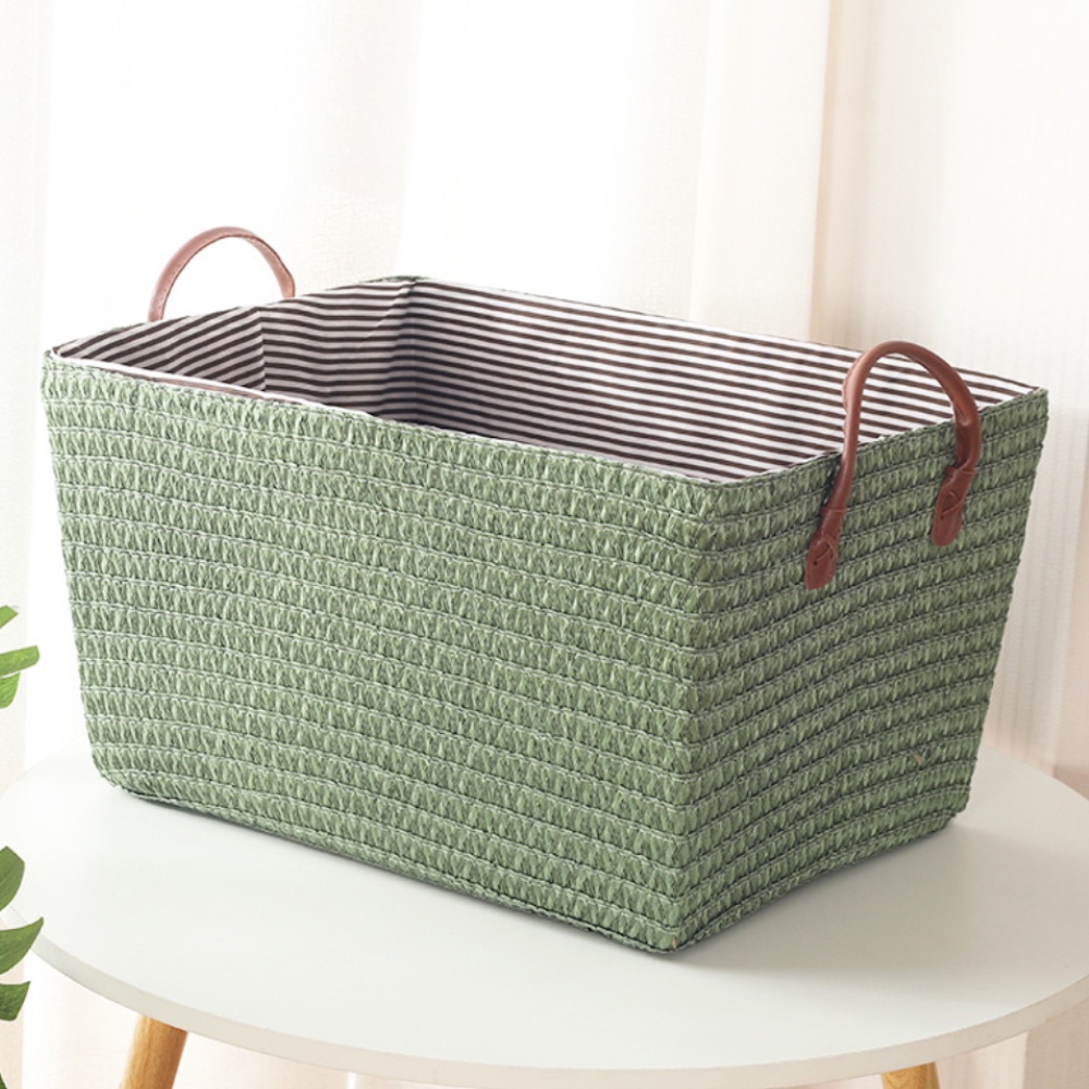 Foldable Storage Box Rattan Frame Clothes Organizer Box Storage Basket