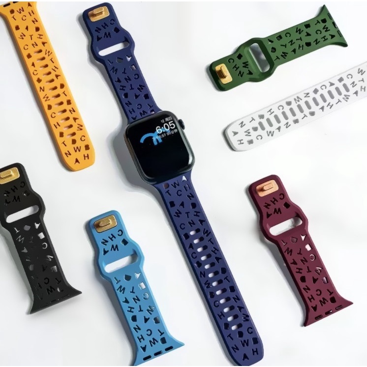 Creative Silicone Letter Band For Apple Watch Strap Series 8 7 6 SE 5 4