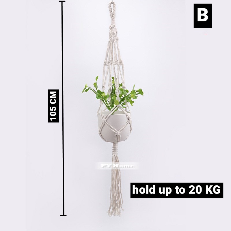 FY Handmade 105CM Macrame Plant Hanger Cotton Rope Hanging Flower Pot