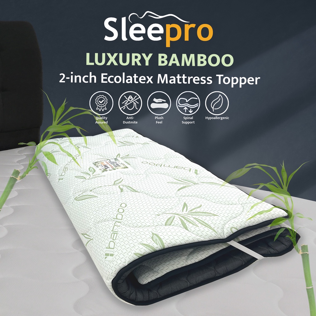 PREMIUM TOPPER Luxury Bamboo 2Inch Ecolatex Thick Mattress Topper (Single/Super Single/Queen