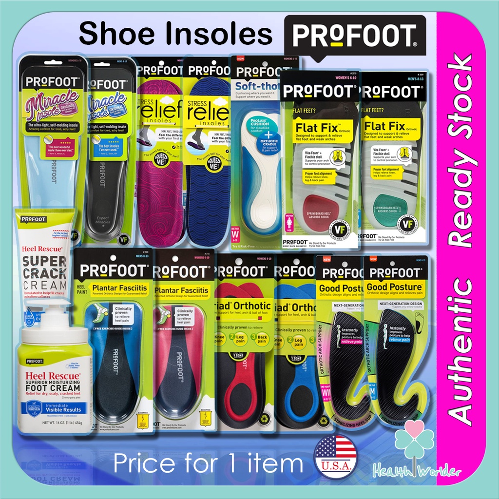 ProFoot Orthotic Insoles Plantar Fasciitis & Heel Pain Women Men OVER