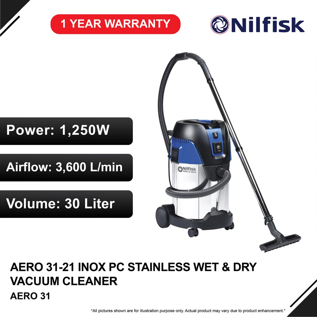 NILFISK AERO 3121 INOX PC Stainless Wet & Dry Vacuum Cleaner Shopee