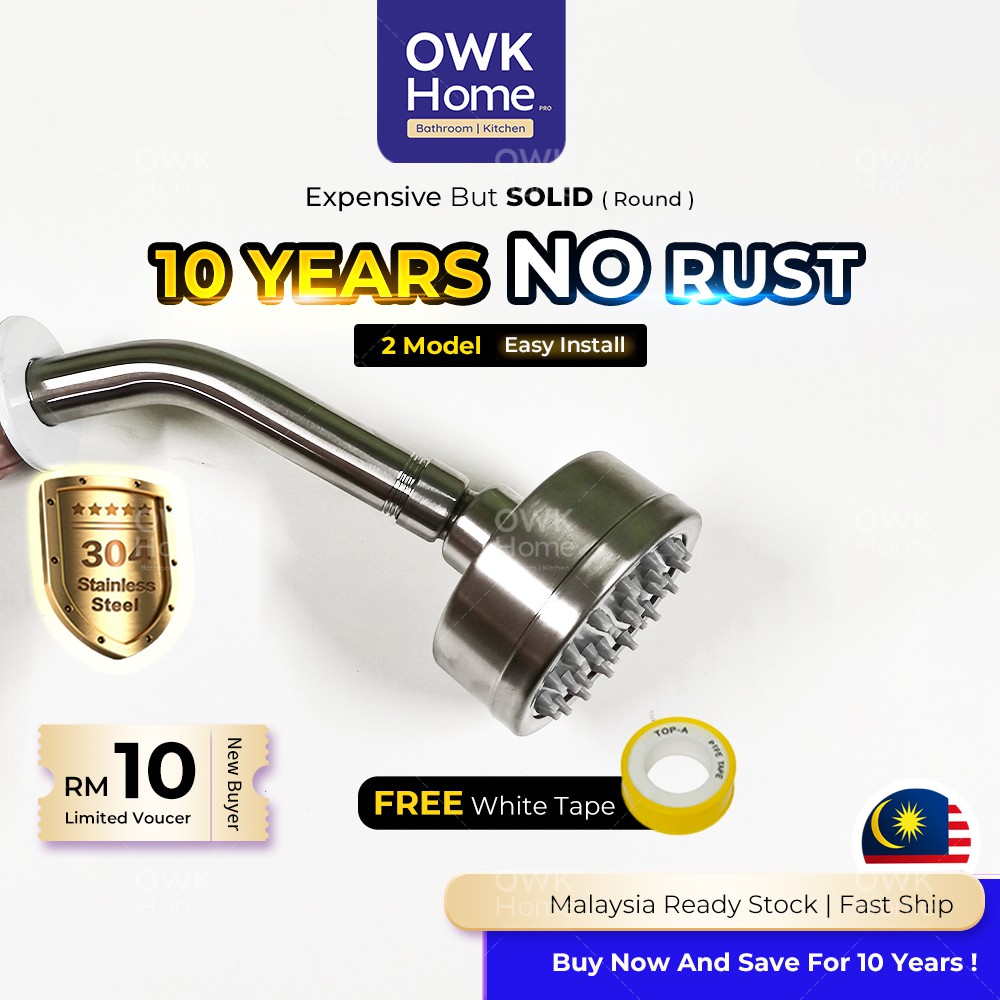 SUS 304 Jets Shower Head And Shower Arm / Round Shower Arm / Stainless