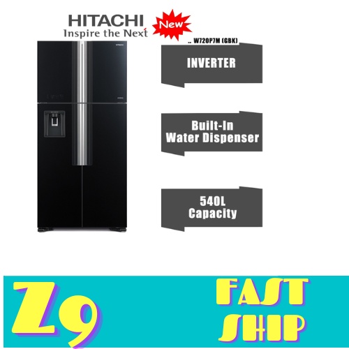 HITACHI RW720P7M GBK 586L FRIDGE INVERTER 4 GLASS DOOR BIG FRENCH REFRIGERATOR RW720P7MGBK