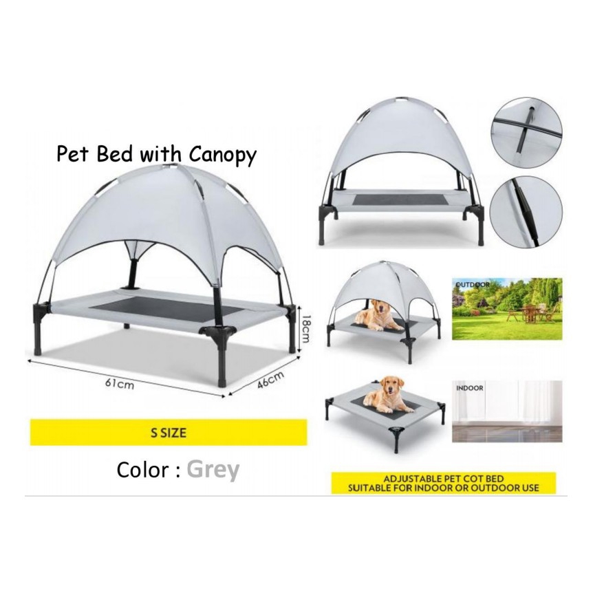 Pet Bed with Canopy 71cm x 61cm x 18cm (Grey) Shopee Malaysia