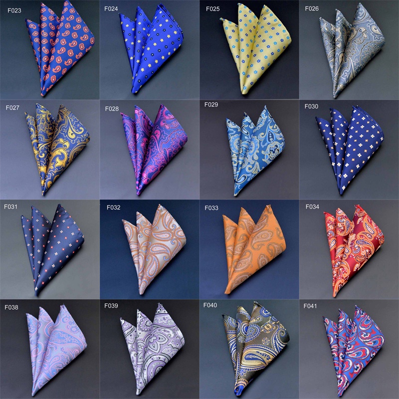 Mens Silk Pocket Squares 25CM Dots Paisley Floral Striped Handkerchief Groom Wedding Party Man's
