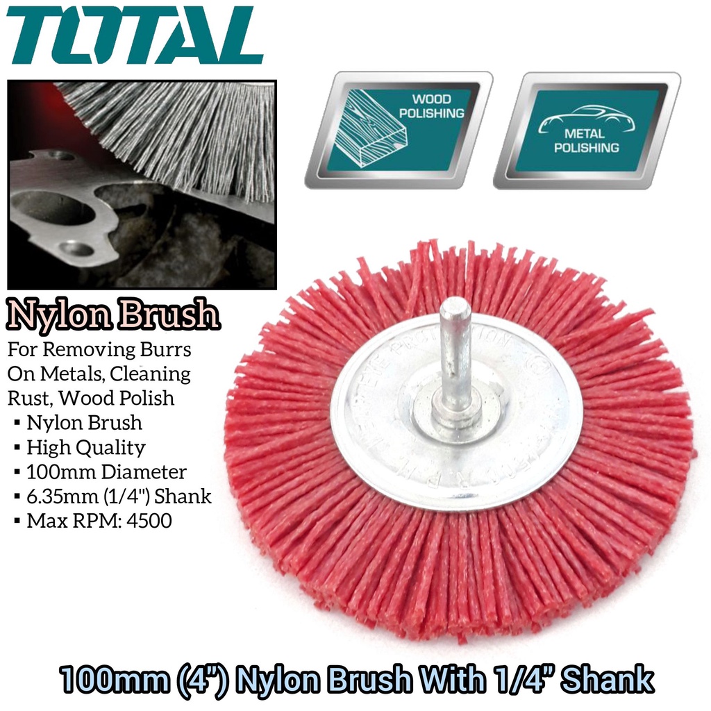 TOTAL 4Inch Nylon Brush Clean Polish Abrasive Grinding Wheel Tools For