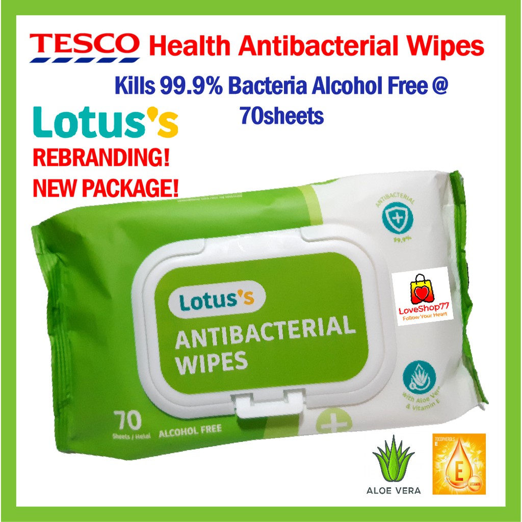 Lotus's TESCO Health Antibacterial Wet Wipes 70 sheets Tisu Basah