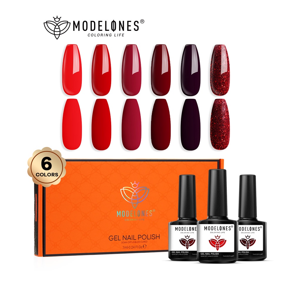 Modelones Gel Nail Polish Kit Red Carpet Popular Classic Colors Soak