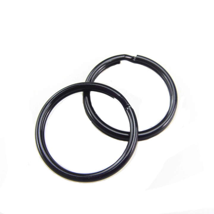 Black Round Split Key Ring Loops 30mm Round Metal Iron Wire Keychain