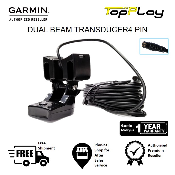 GARMIN 4 PIN Transom Mount Transducer (Dual Beam) Sonar ( Echomap
