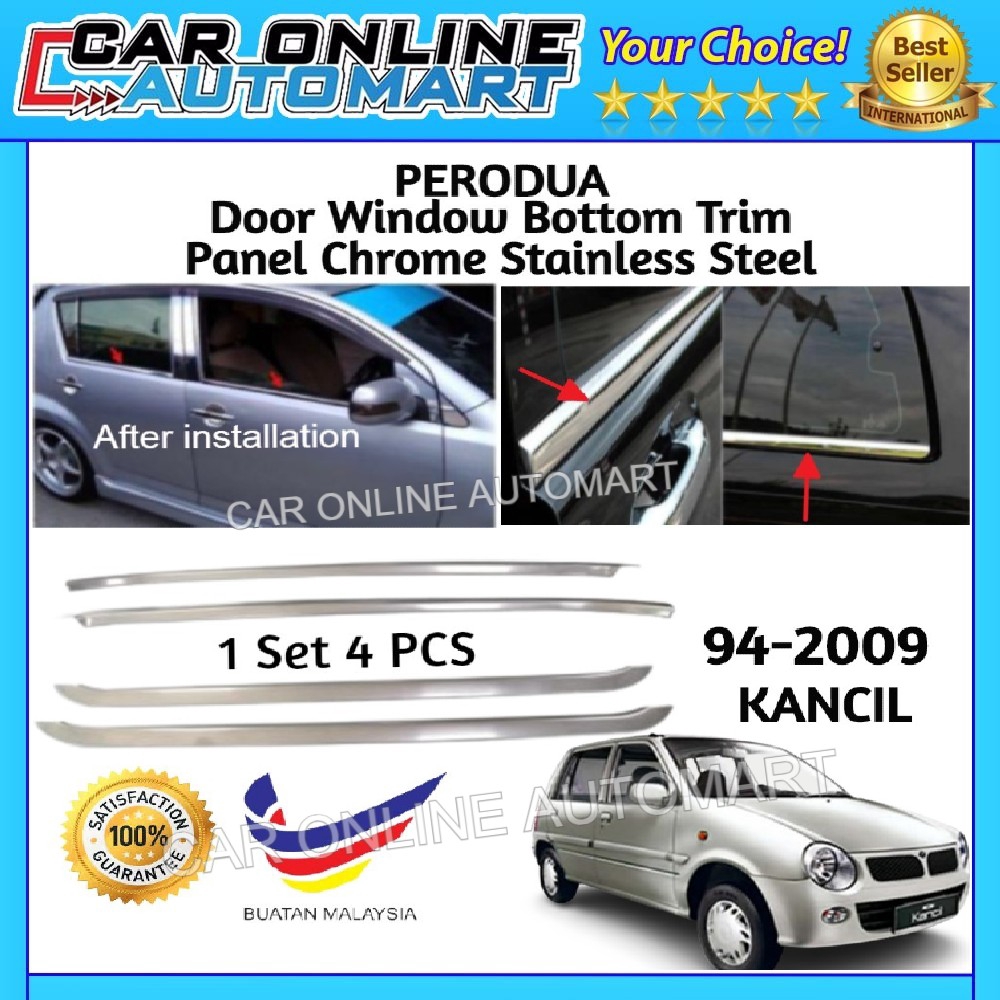 Perodua Kancil Door Window Trim Panel Chrome Stainless Steel 4 PCS