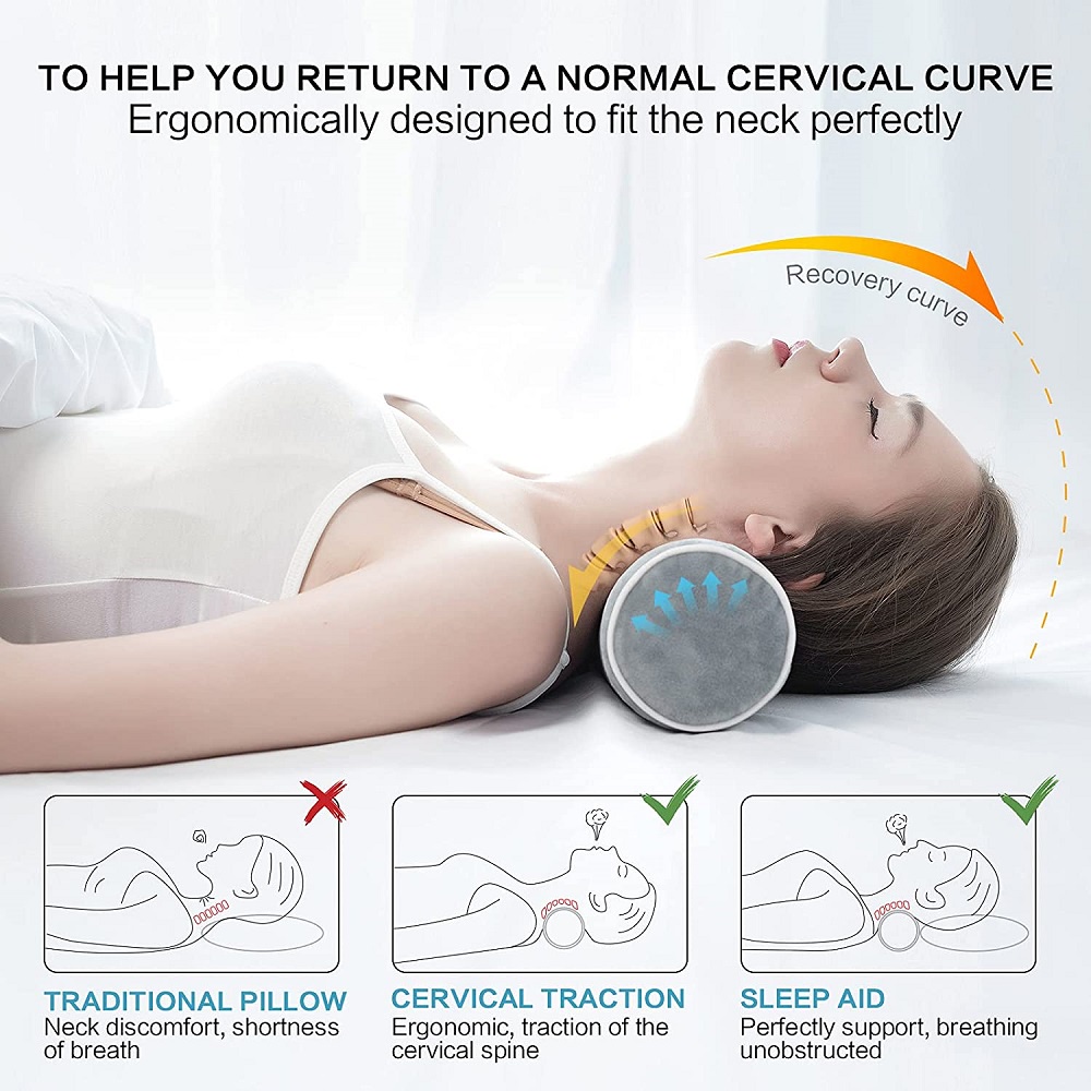 Neck Roll Memory Foam Pillow Bolster Support for Sleeping Shoulder Pain