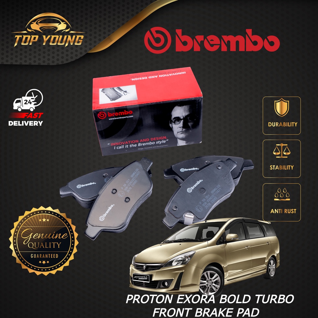 BREMBO PROTON EXORA BOLD TURBO FRONT (DEPAN) BRAKE PAD 100 ORGINAL