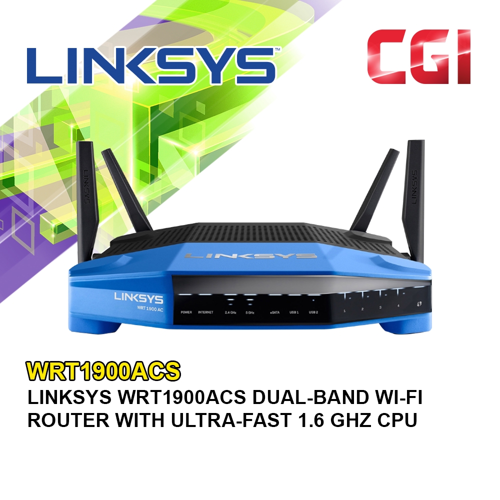 Linksys WRT1900ACS Dual Band WiFi Router With 1.6 GHZ CPU (WRT1900ACS