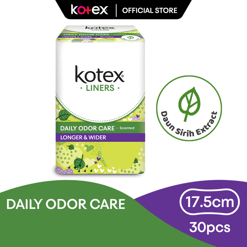 Kotex Panty Liners Longer & Wider Scented Daun Sirih (30 pcs) Shopee