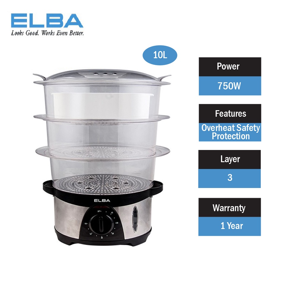 Elba Food Steamer 10L EFSG1035(SS) Shopee Malaysia