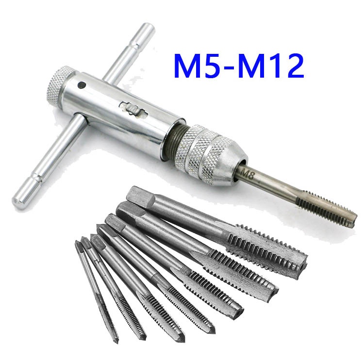 Manual Tool Reversible Screwdriver Tap Holder Screw Tap Wrench Set T