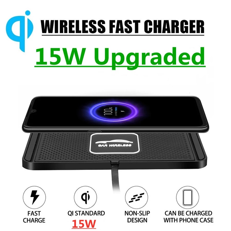 VIKEFON 15W Car Wireless Charger Mat Silicone NonSlip Pad for iPhone