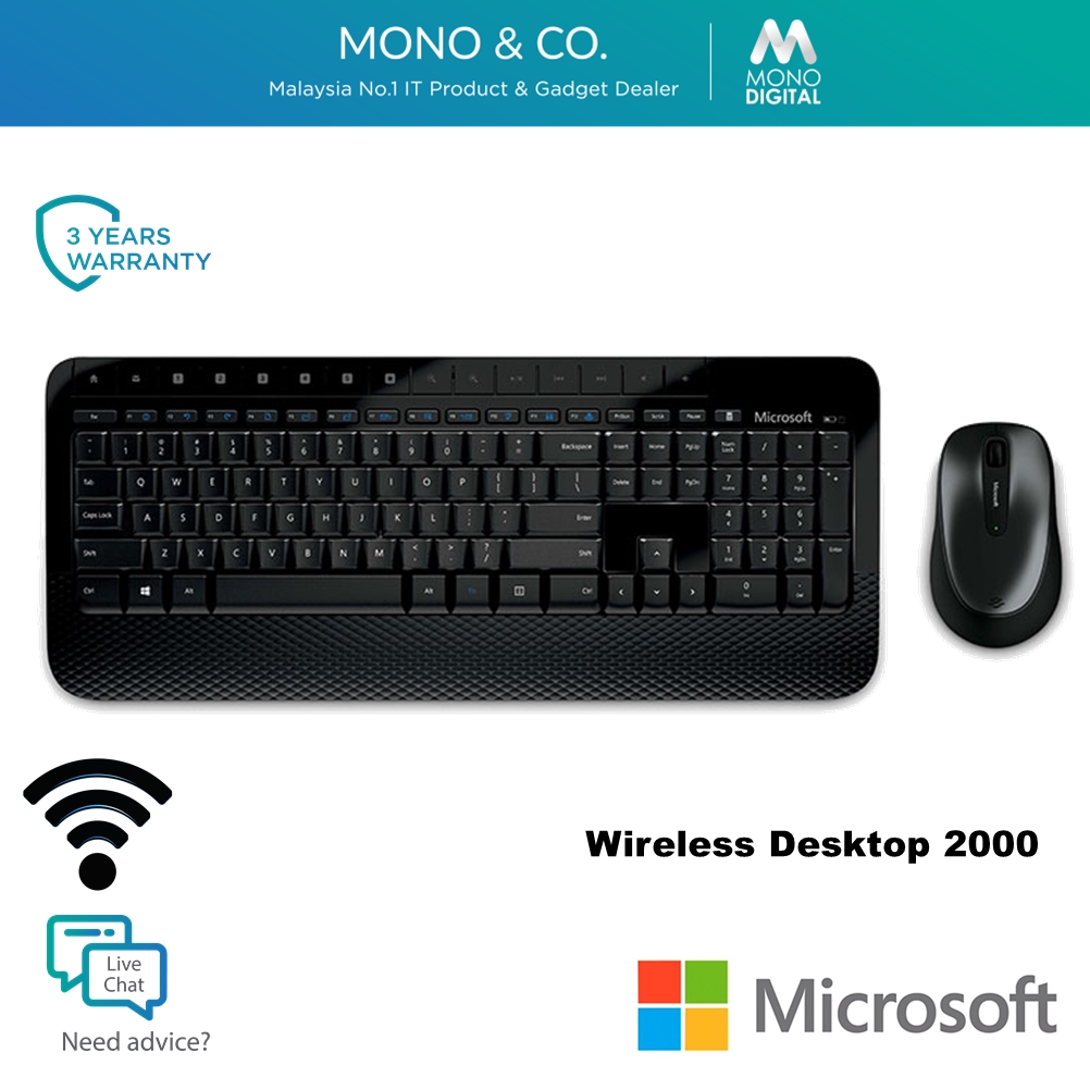 Microsoft Wireless Desktop 2000 Keyboard Mouse Combo with BlueTrack