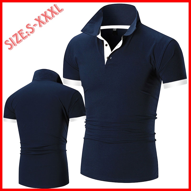 Fashion Men Stand Collar Short Sleeve Summer T Shirt Slim Fit Cotton T