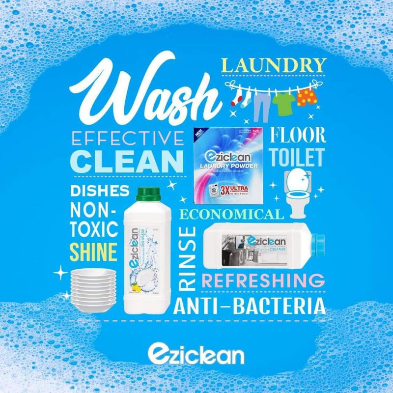 EZICLEAN CONCENTRATED LAUNDRY COMPOUND 1KG, TOILET & FLOOR CLEANER, DISHWASH COMBO Shopee Malaysia