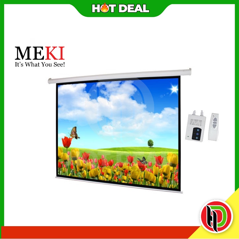 Hotdeal Meki 8x8 (96" x 96 ") Motorized Screen With Wireless Remote