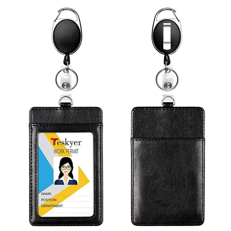 Card Holder For Bank Cards Lanyards PU ID Badge Holder Nurse