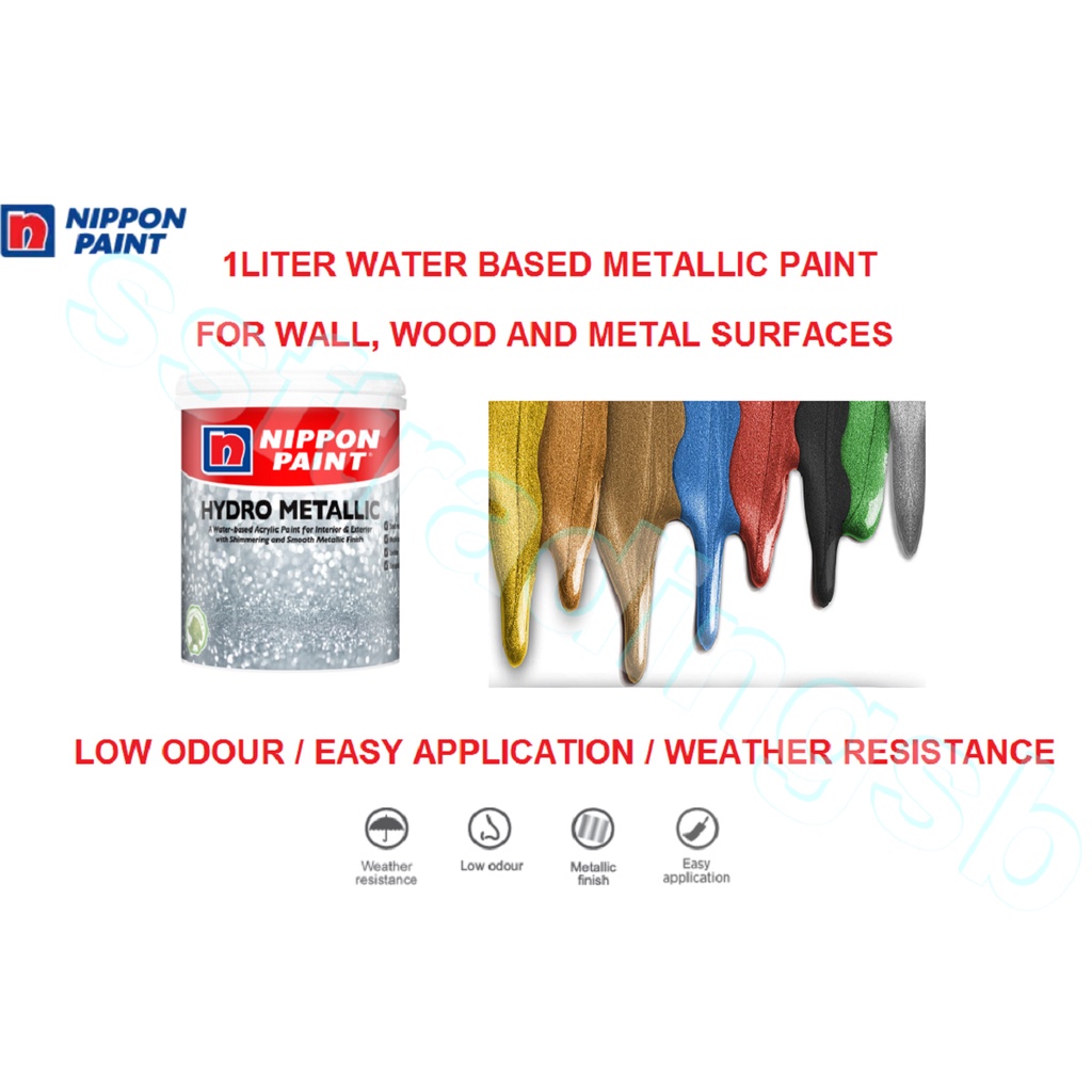 NIPPON HYDRO METALLIC PAINT 1 LITER / 1L WATER BASE METALLIC PAINT