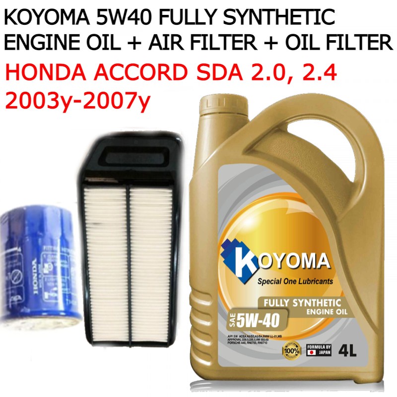 HONDA ACCORD SDA 2003y 2007y AIR FILTER + OIL FILTER + KOYOMA 5W40